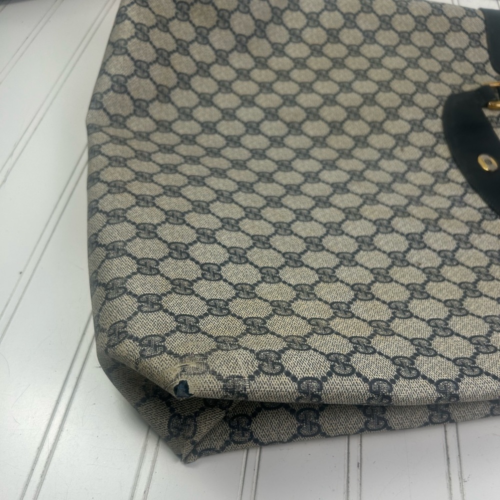 Gucci Vintage GG Supreme Navy Canvas Tote Shoulder Bag - Picture 11 of 14